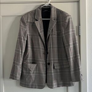 Zara Women’s Oversized Plaid Blazer with Shoulder Pads